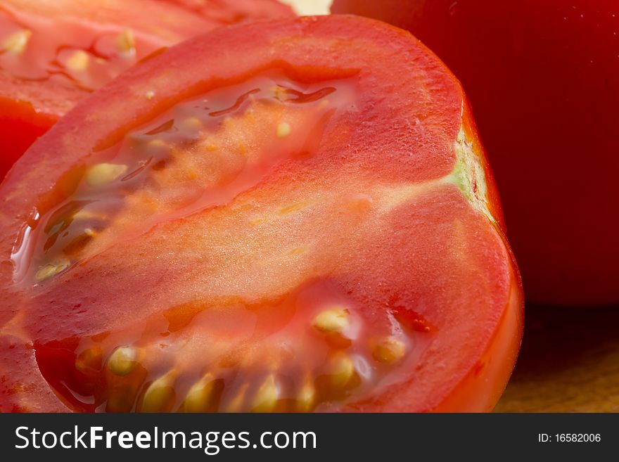 Close-up of a tomato with seeds