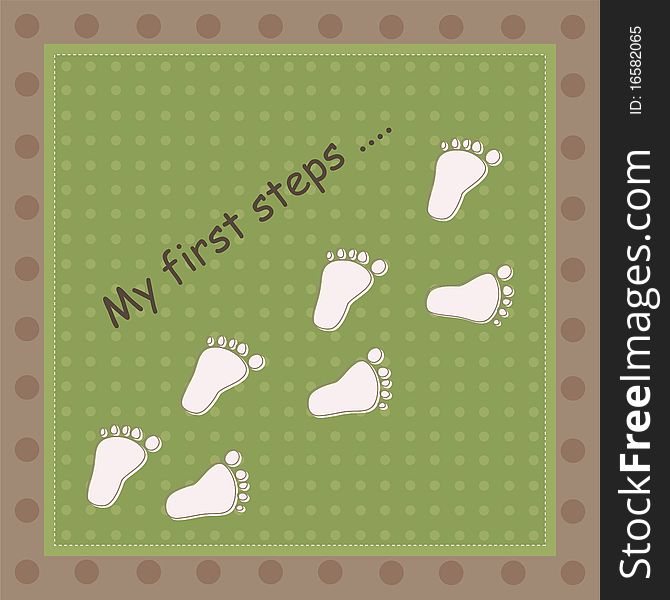 Vector illustration with baby foot prints,. Vector illustration with baby foot prints,