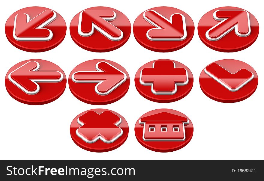 Red Arrow sign web 2.0 internet buttons on a round shape. Red Arrow sign web 2.0 internet buttons on a round shape