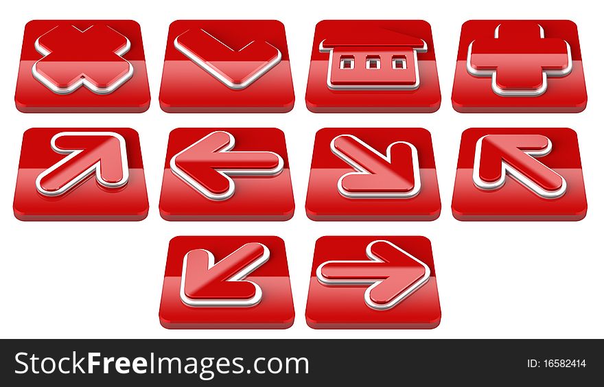 Red Arrow sign web 2.0 internet buttons on a square shape. Red Arrow sign web 2.0 internet buttons on a square shape