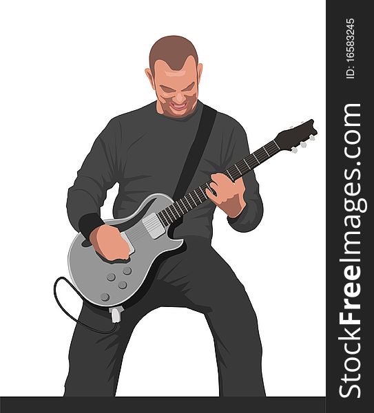 A man playing electric guitar. A man playing electric guitar