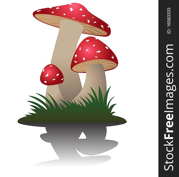 An illustration of red mushrooms