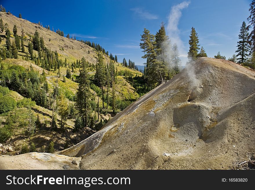 Steam Vent and Sulfer Rock Formations at the Lassen Volcanic National Park