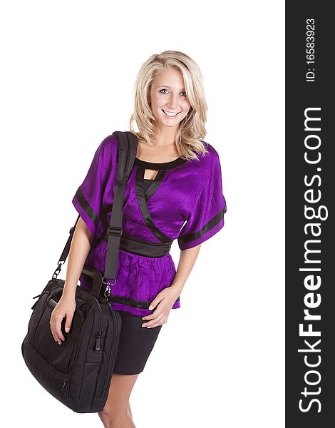 Woman Purple Holding Bag