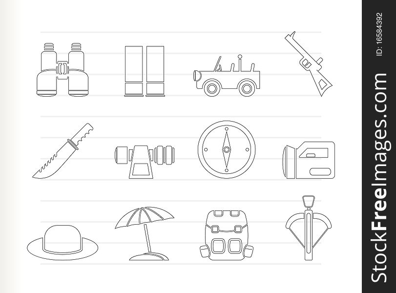 Safari, hunting and holiday icons - icon set