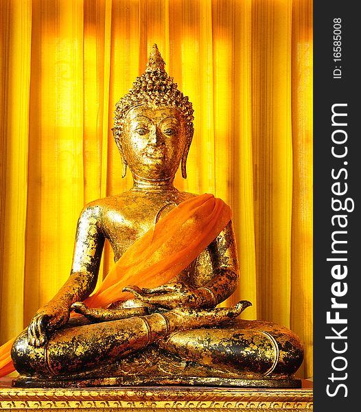 Principle Buddha image in a temple, image of Buddha in a temple of Thailand