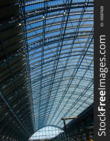 Famous glass roof of St Pancras International station