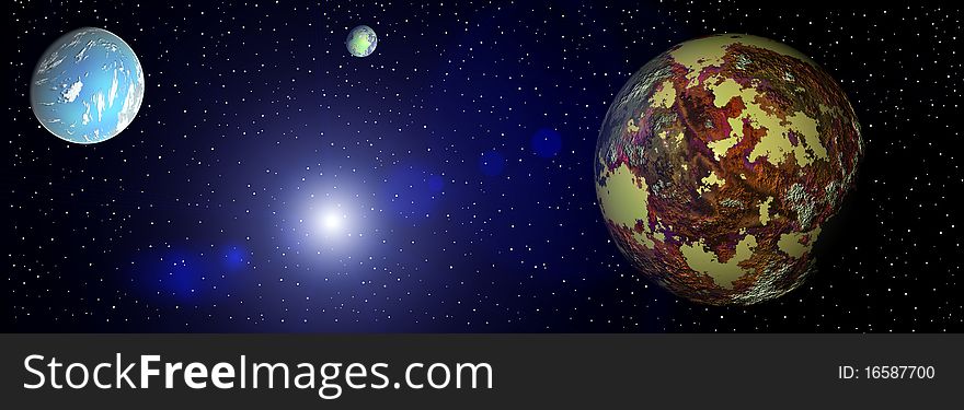 Very bright and colorful space landscape