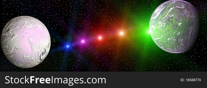 Very bright and colorful space landscape