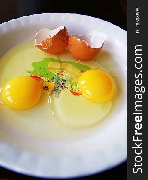 Fresh eggs with egg shells