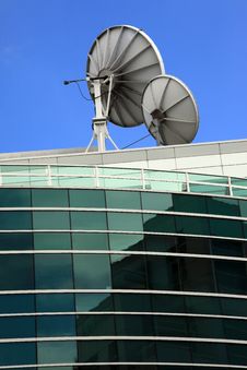 Satellite Dishes, Communication Media Center. Stock Photos