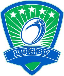 Rugby Ball Stars Shield Stock Photography