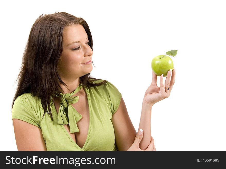 Young girl with citrus fruits on white background. Young girl with citrus fruits on white background