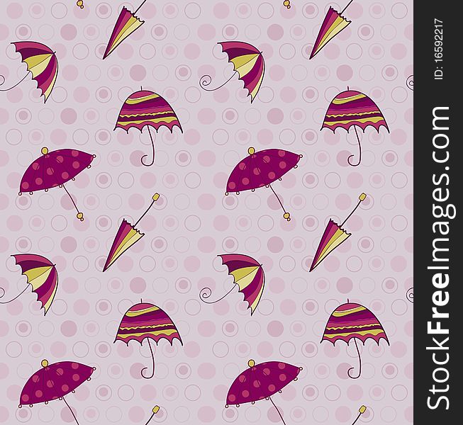Pink Umbrella seamless vector background
