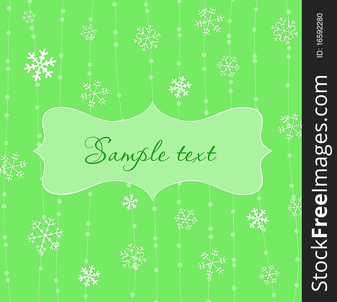 Retro Snowflakes Card In Green