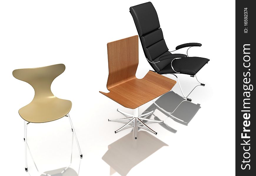 Three modern chairs