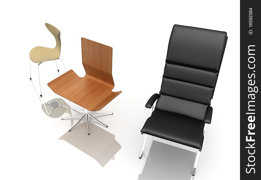 Three modern chairs