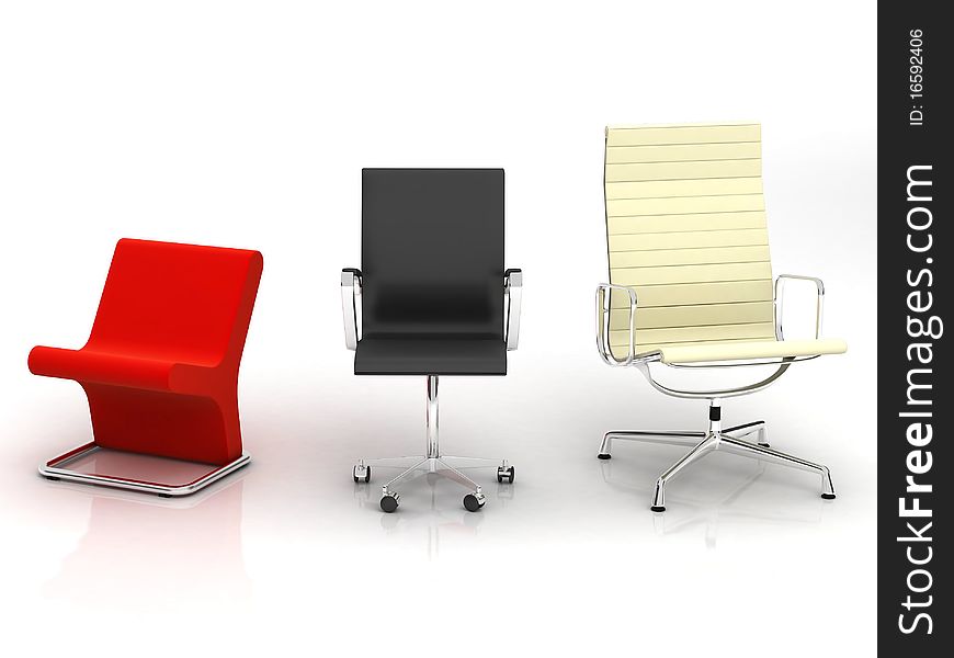 Three modern chairs