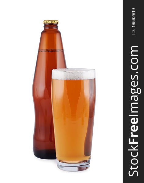 Beer bottle glass isolated on white. Beer bottle glass isolated on white.