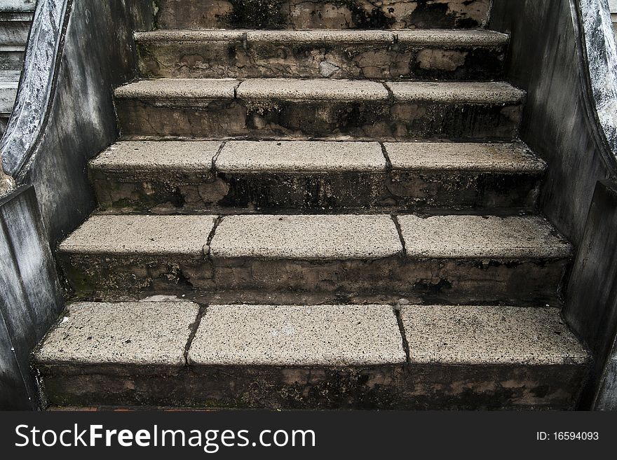 The ancient rock stair in Thai temple.