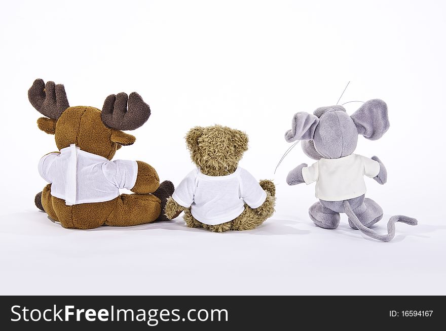 Three stuffed animals to play together