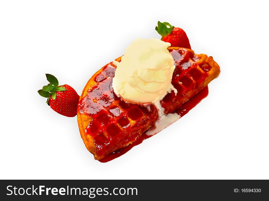 Strawberry icecream waffer cake dessert