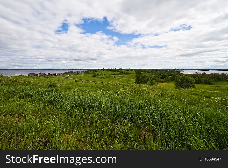 Landscape of Kizhi island, Karelia, Northern Russia.