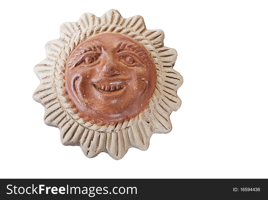 Ceramic sun isolated on a white background