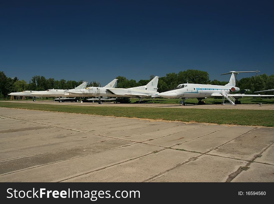 A line of Tu 22 Soviet nuclear bombers on the tarmac. A line of Tu 22 Soviet nuclear bombers on the tarmac