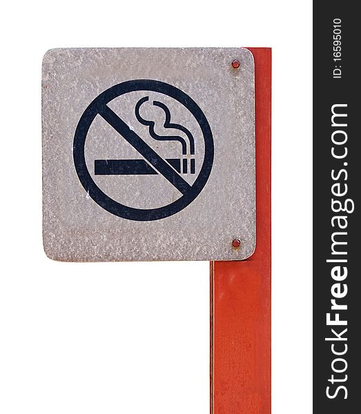 No smoking metal sign on the white background