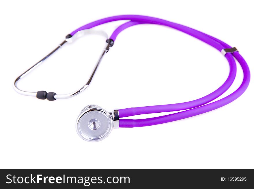 Stethoscope lies on a white background