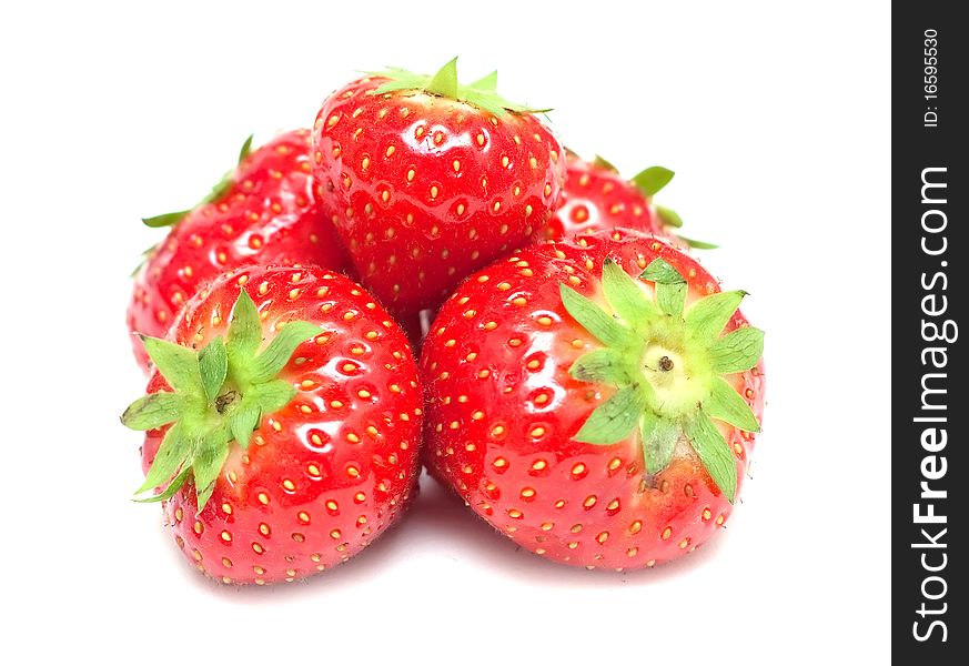 Strawberry cut on half on a white background