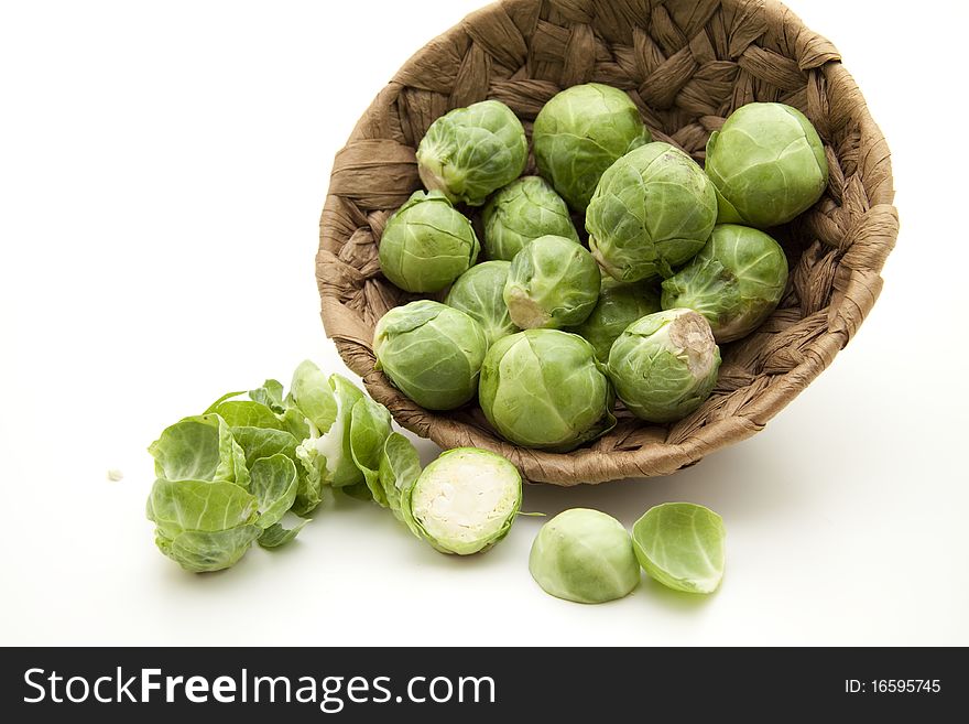 Cut Brussels sprouts and in the basket