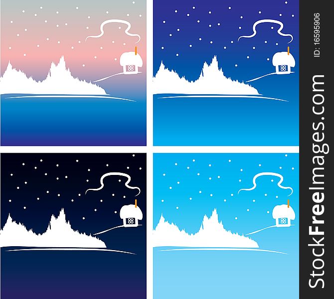 Set of four winter backgrounds