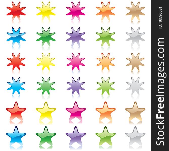 Shiny multicolored buttons in form of candy stars