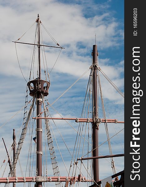 Mast of the replica of a Columbus's ship. Palos de la Frontera, Huelva