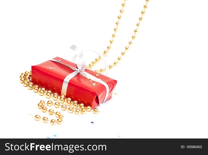 Red gift box isolated on a white background. Red gift box isolated on a white background.