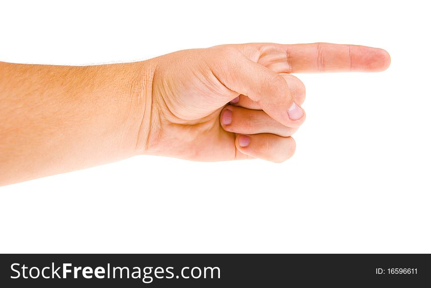 Hand shows the gesture on a white background