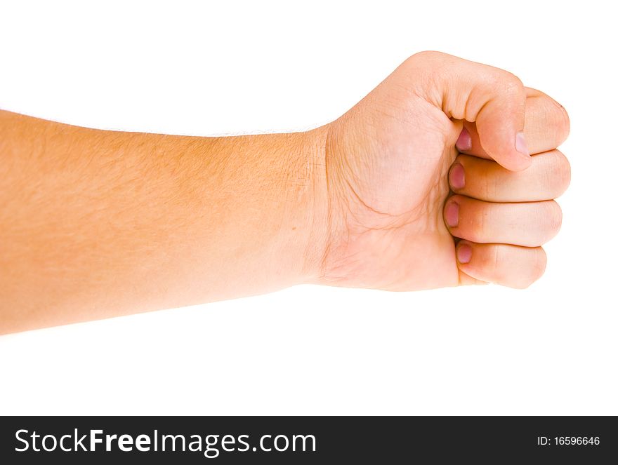 Hand shows the gesture on a white background