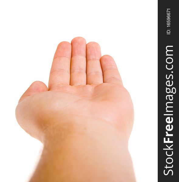 Hand shows the gesture on a white background