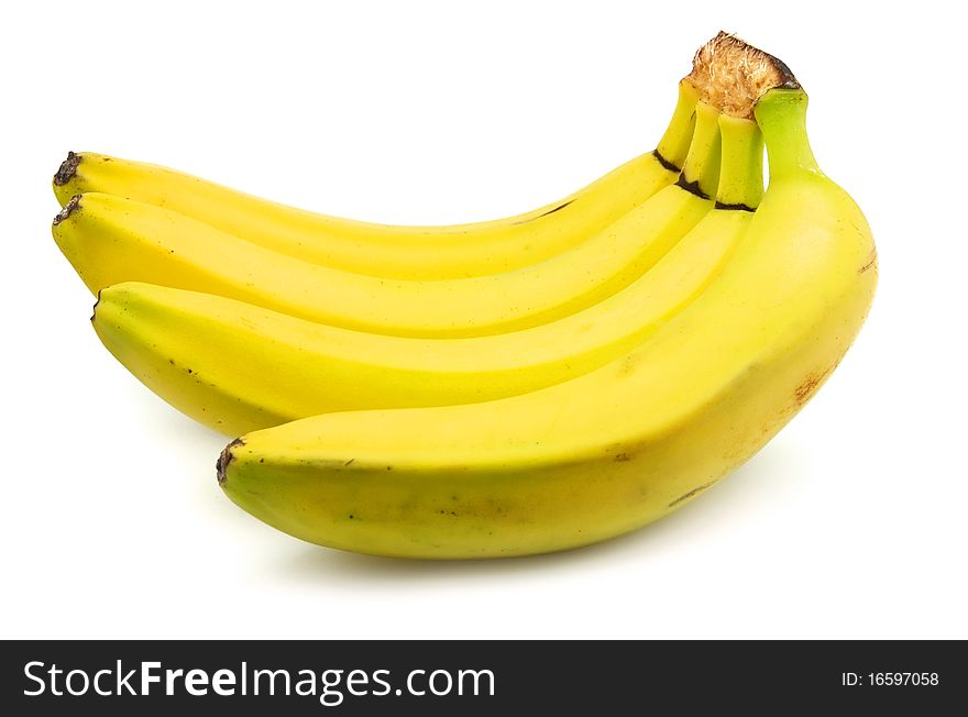 Ligament of bananas on a white background