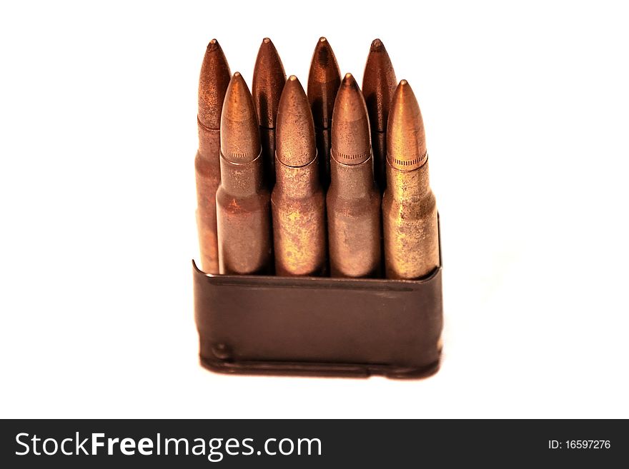 Rifle cartridge isolated on a white background