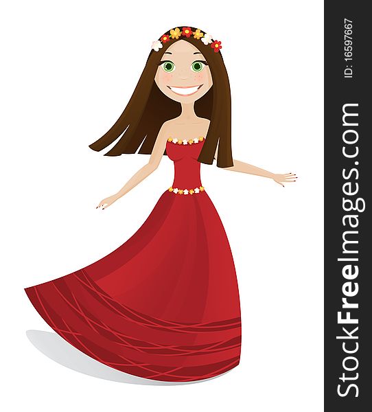 Cute girl in red dress