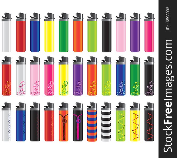 Set of multicolored lighters