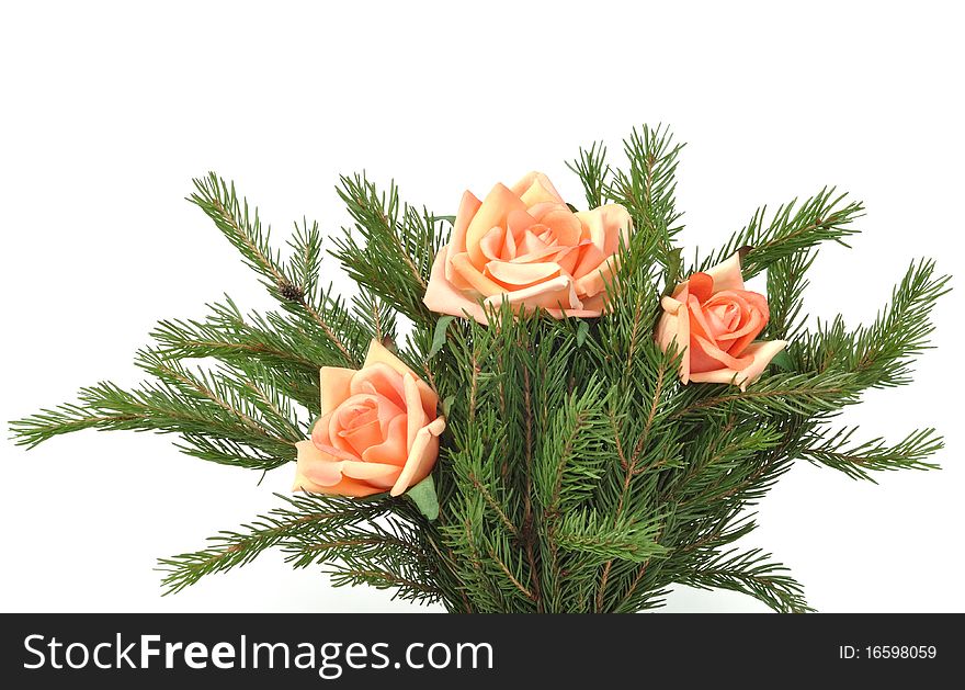Christmas Tree With Artificial Roses