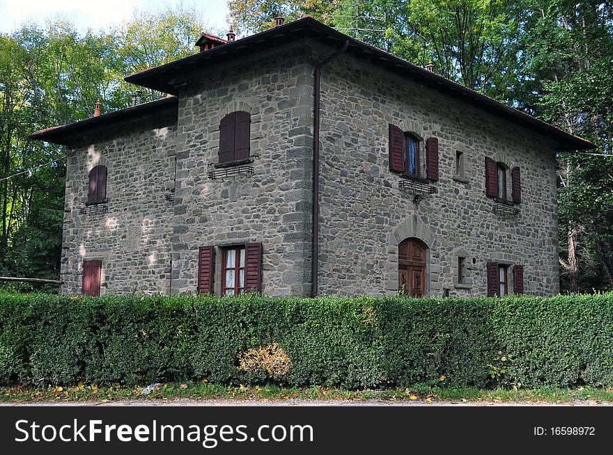 Old Farmhouse in a Tuscany mountain in autumn