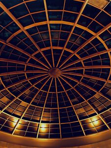 Metallic Structures Of An Interior Ceiling Of A Building Royalty Free Stock Photography