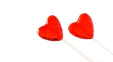 Two Heart Shaped Lollipops For Valentine Royalty Free Stock Photography