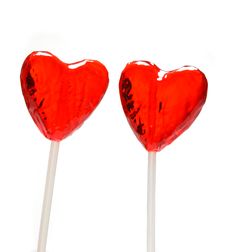 Two Heart Shaped Lollipops For Valentine Stock Images Two Heart Shaped Lollipops For Valentine Stock Images