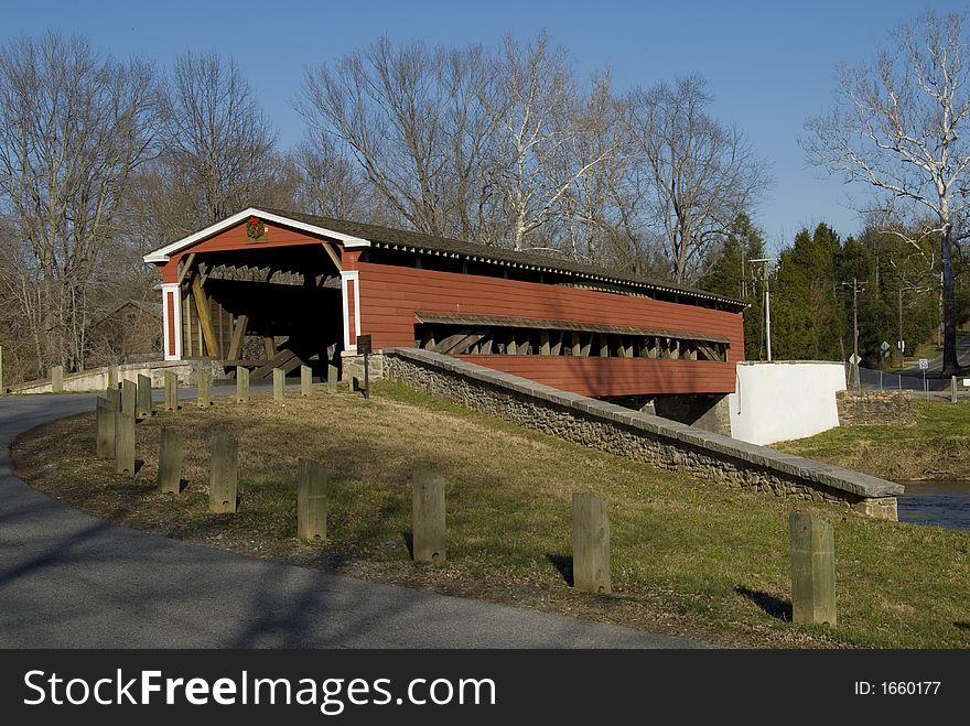 A covered Bridge in Early Winter. A covered Bridge in Early Winter